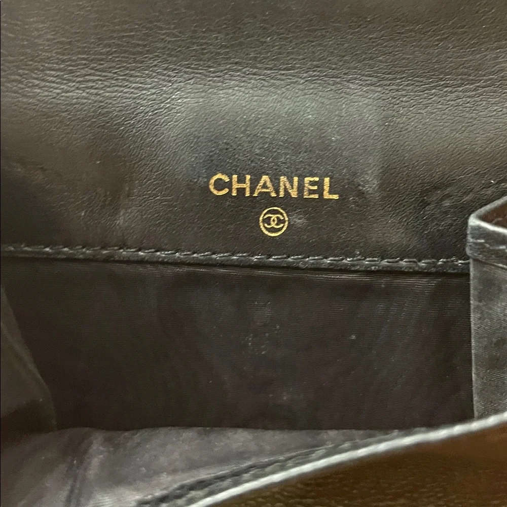 Chanel Timeless Flap Vintage Wallet in Black Caviar Leather